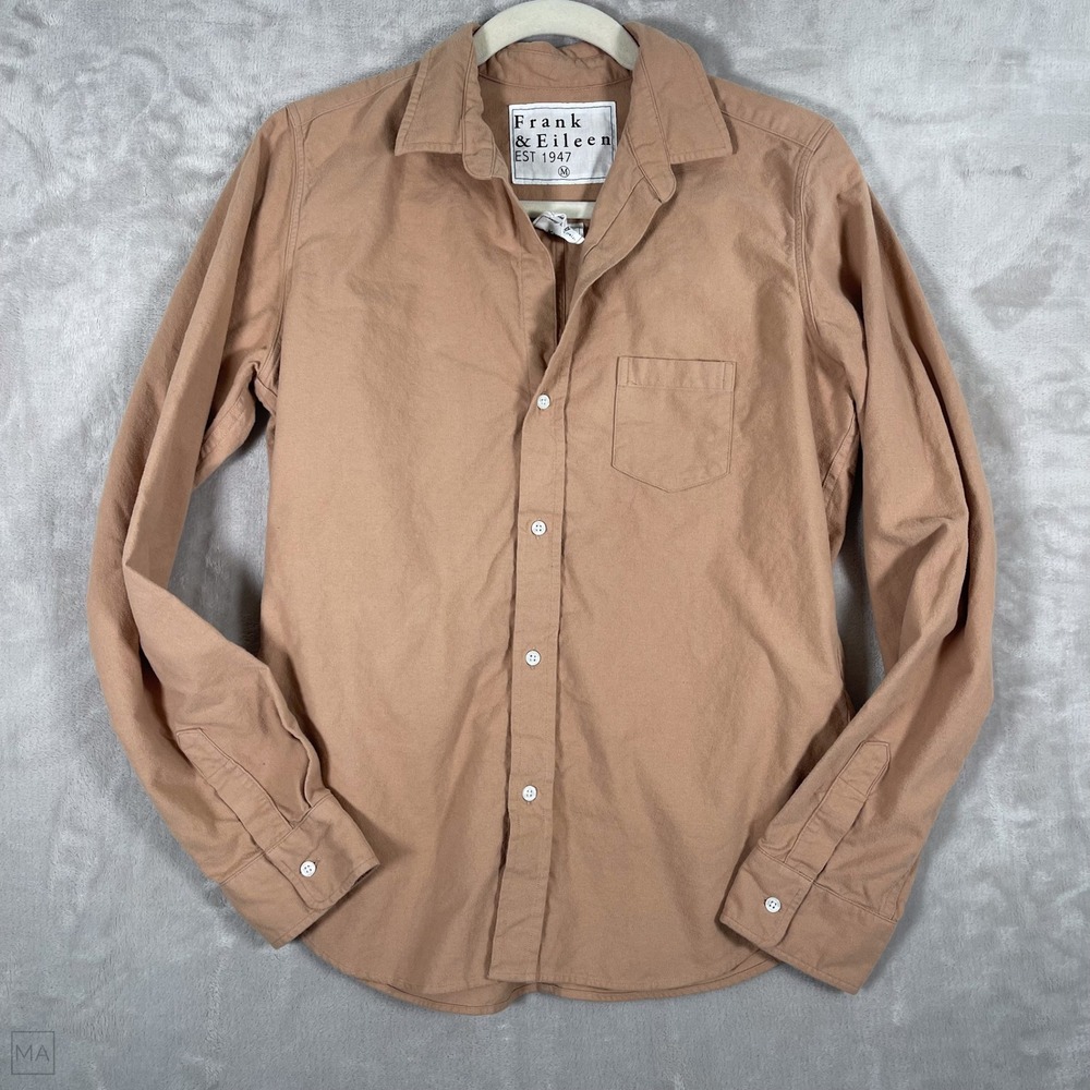 Frank & Eileen Women's Blouse Barry Button Up Neutral Cotton Casual M Tan